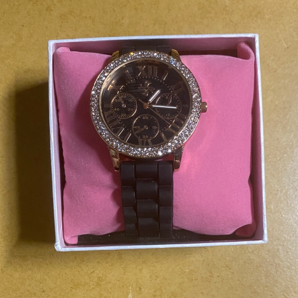 Black Women's Watch with Crystal Accents